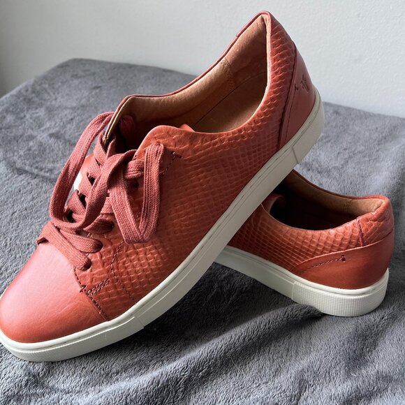 Frye Ivy Snake Embossed Leather Women Sneakers in Rosewood Size 8.5 - Picture 7 of 11